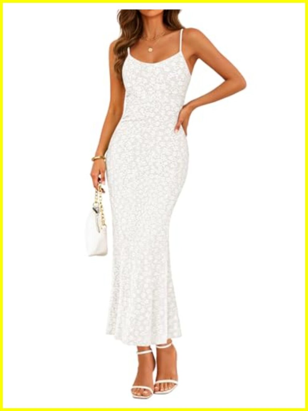 Womens Floral Sleeveless Square Neck Midi Bodycon Dress with Adjustable